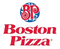 Boston Pizza logo in red and blue