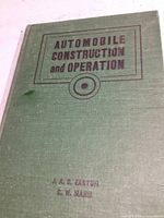 Cover of the book showing title 'Automobile Construction and Operation' and authors' names J.A.G. Easton and G.W. Mahn.