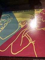 Front cover of Daryl Hall & John Oates Rock 'N Soul Part 1 vinyl record album showing stylized graphics of two faces and album title.