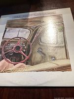 Front of vinyl album cover depicting a vintage car interior with the title 'Harlequin Love Crimes'