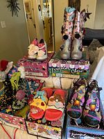 Group shot showing all five pairs with boxes