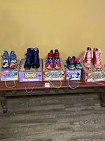 All six pairs displayed on their Irregular Choice boxes