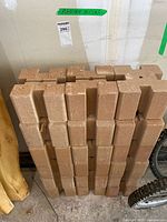 Front view of stacked planter blocks showing quantity and condition