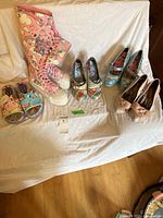 All five pairs displayed on white cloth