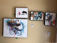 All four watercolor-style prints wall-hung together