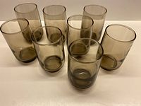 front group view of 8 smoky brown glasses