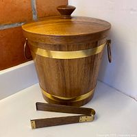 bucket, lid, tongs full view