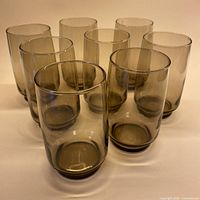 All eight smoky grey highball glasses grouped