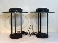 Pair of lamps front view on white background