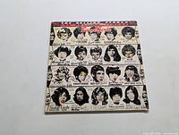 Front cover of The Rolling Stones 'Some Girls' LP album showing illustrated female faces with colorful hairstyles and text referencing songs.