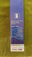 Front of UltraClarity Pro water filter box showing branding and compatibility