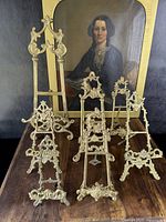 Group view of all seven stands arranged on tabletop