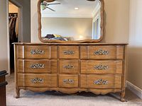 Full front view of dresser with mirror attached