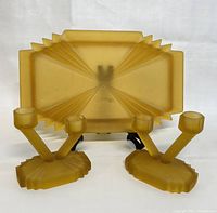 Tray and two candelabra arranged front view