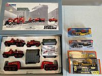 Photo of Corgi Classics Heavy Haulage diecast truck set with Wynn's branding in original packaging showing truck components and box top.