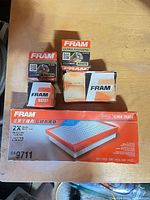 Grouped view of five FRAM filter boxes showing part numbers CA9711, XG3614, XG3675, G3727