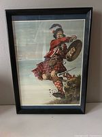 Front view of framed print showing Highland soldier artwork