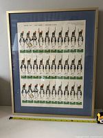 Full view of framed print showing rows of Grenadier Guards and measuring tape indicating 20 in. height