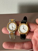 Front view of both Seiko watches showing dial designs and cases