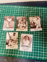 Fronts of five Babe Ruth Leaf baseball cards on cutting mat