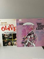 Front covers of Oliver! and My Fair Lady vinyl LPs