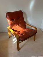 Front view of Danish leather lounge chair