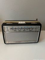 Front view of Nordmende Stradella radio showing tuning scale and speaker grille