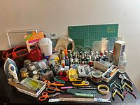 Overview of sewing and crafting tools, supplies and cutting mats
