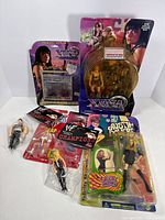 Group shot of all six packaged figures displayed