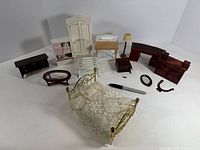 Group shot of all dollhouse furniture items