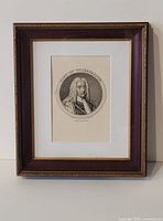 Framed antique engraved portrait of Richard Lumley, 2nd Earl of Scarborough, 9 by 11 inches approx.