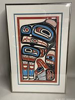 Full view of framed silkscreen print showing Thunderbird design