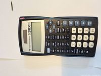 Full view of calculator front with keypad and display