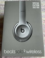 Front of retail box showing Beats Solo2 Wireless headphones in Special Edition Space Gray color