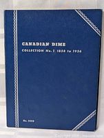 Front cover of blue Whitman coin collection book titled 'Canadian Dime Collection No. 1 1858 to 1936' with number 9068 printed on bottom corner