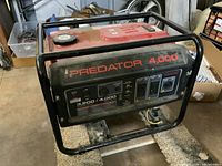 Close-up front panel view displaying power ratings, outlets, switches, and warnings.