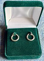 Pair of hoop earrings displayed in a green velvet presentation box