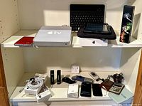 Overview of two-shelf setup showing all electronics.