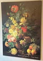 Full view of large floral still life lithograph by Jan Frans van Dael titled 'Musee du Louvre'.