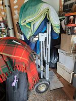 Overall view of dolly with blankets draped