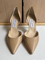 Front view of both shoes showing pointed toes and D'Orsay cut