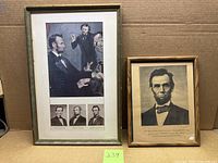 Both framed Abraham Lincoln prints side by side