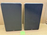 Front view of both HD8 speakers with grilles attached