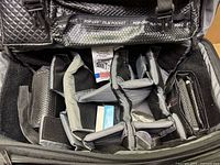 Interior of Tamrac camera bag showing padded dividers and pop-off film pocket