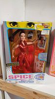 Full boxed front shot of the Sporty Spice doll in original packaging with packaging branding visible