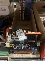 Denver Express steam engine with detailed trim and red roof in box