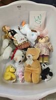 Overview of all plush toys inside bin