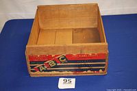 Front side of vintage wooden crate with colorful ABC logo and Lodi Flame Tokay Grapes text.