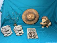 Full lot arranged on blue cloth, showing all items for identification