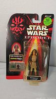 Front view of new in package Star Wars Episode I Adi Gallia figure with packaging featuring Darth Maul and Episode I logo.